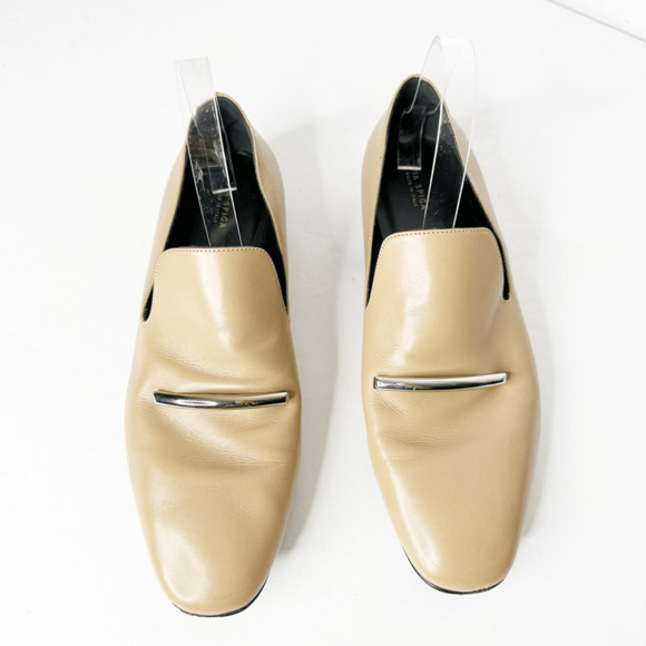 VIA SPIGA ITALY Tallis Loafer women's Tan Leather Slip On Shoe Bar Strap Flat 10 - Picture 2 of 6